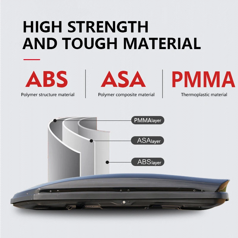 Competitive Price Customized Size 250L Black ABS Material Car Roof Cargo Roof Luggage Boxes