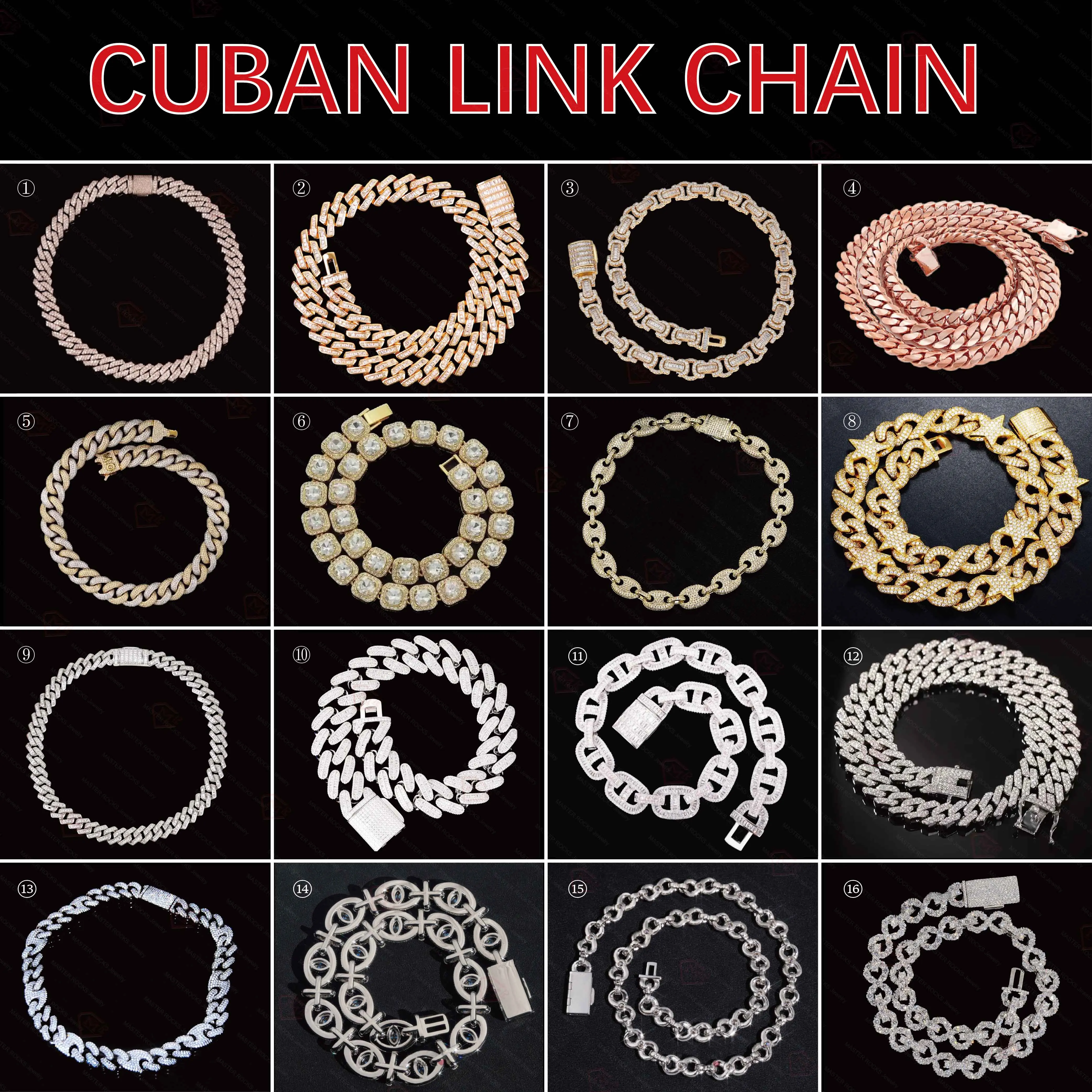 Rts 8mm 10mm 12mm Iced Out Cuban Pass Diamond Tester D Vvs 925 Sterling Silver Moissanite Cuban Link Chain
