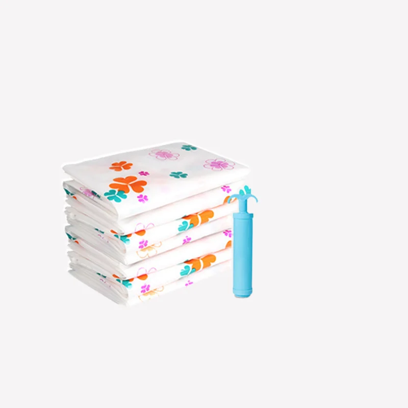 Manufacturer direct transparent clothing vacuum compression bag and inflatable hand pump space saving storage bag