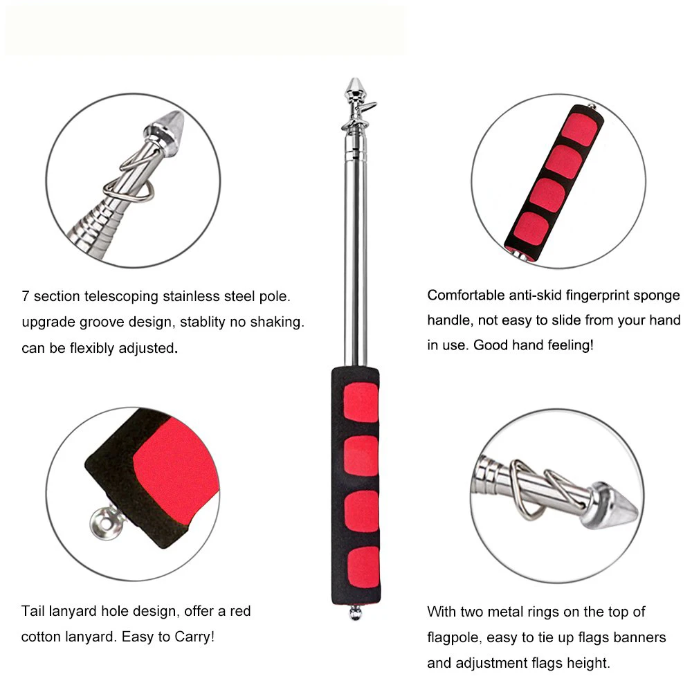 Customized high quality Polyester tour guide flag with telescopic flagpole sign hand flag double sided tour guide flag