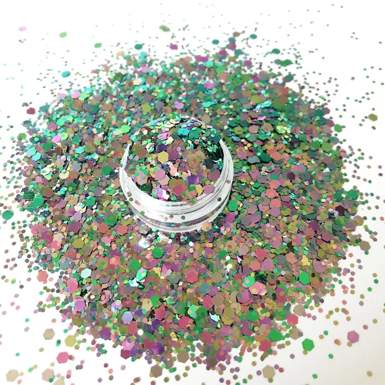 PET Polyester glitter Material and color shifting sequins for tumbler and cup