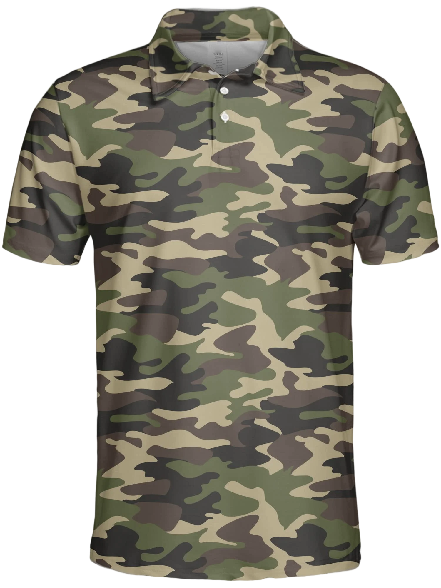 Custom logo oversized real tree camo graphic digital printing sublimation spandex polyester golf polo t shirts