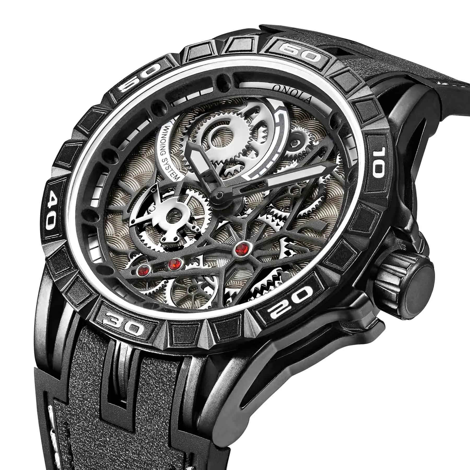 Onola 3807 Mens Skeleton Watch Quartz Analog Watches 2020 New Arrival Male Visibla 3ATM Waterproof Sport Watches Dropshipping