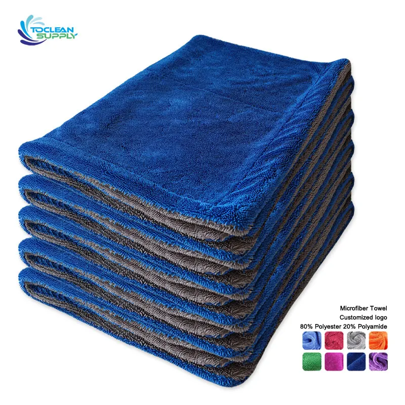 Quick-dry high quality car towel microfibre drying fabric window black cleaning towels for drying car single-sided 40/60