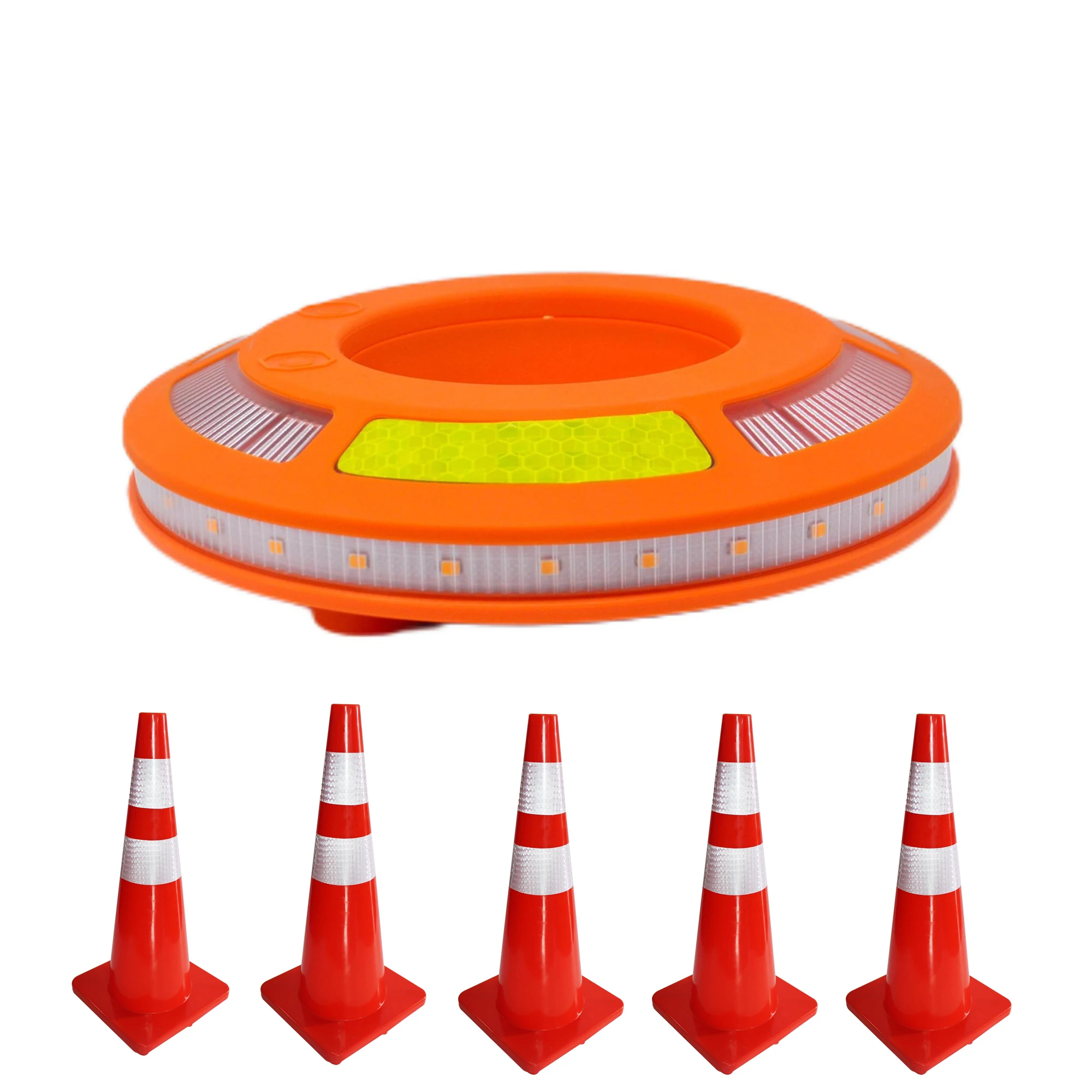 Rechargeable Road Cones Commander Ring Lamp Obstruction Light Warning Barricade Flare Strobe Led Beacon Light For Traffic Cone