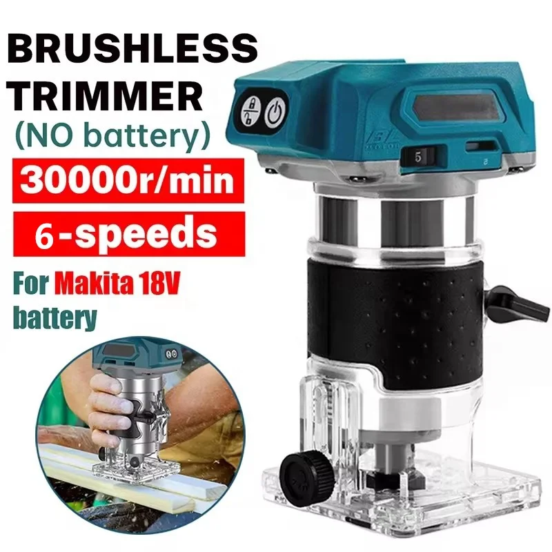 Portable Brushless Battery Power Woodwork Edge Trimmer Woodworking Carving Machine Cordless Wood Tenoning Electric Router