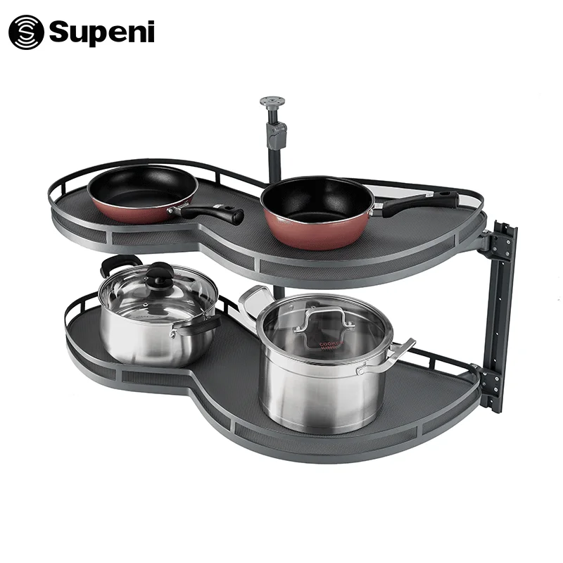 China Supplier Supeni Pull out Storage Corner Basket Kitchen Swivel Basket for Home