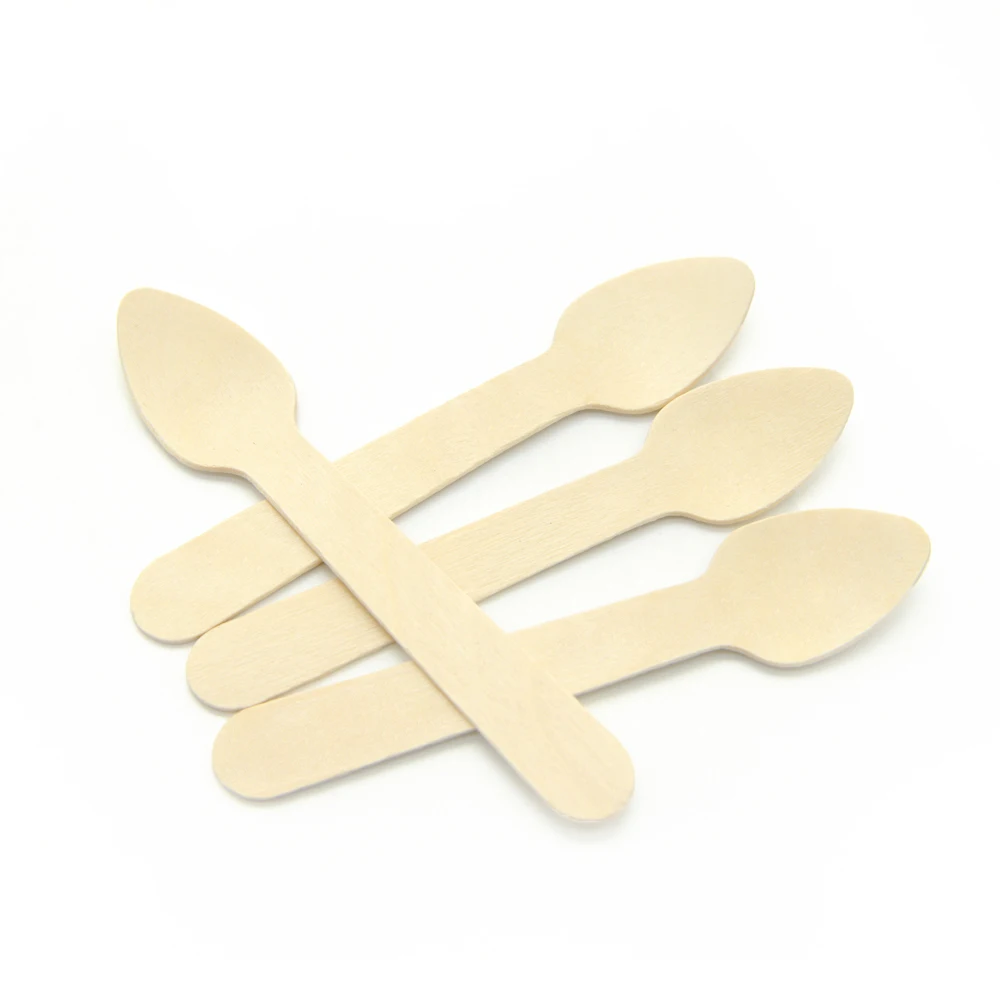 Biodegradable Disposable 95mm Birch Wooden Cutlery Eco Friendly Heart Wooden Spoon