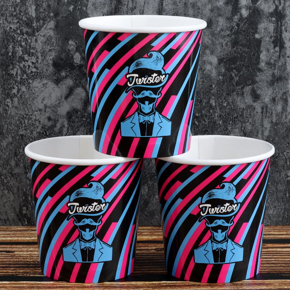 Custom Printed Recyclable & Biodegradable 4oz 8oz 16oz Paper Cups for Frozen Yogurt Ice Cream Disposable Single Shape Craft Use