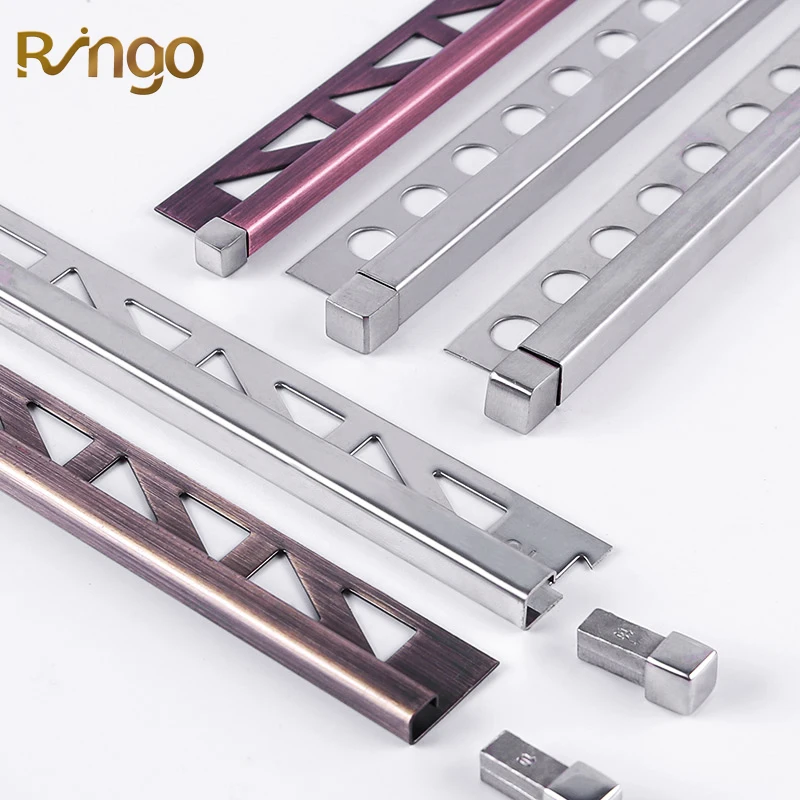 Foshan Ringo Cheap Floor Silver Decorative Metal Wall Shape Decorative Inlay Profile Stainless Steel Tile Trim For Living Room