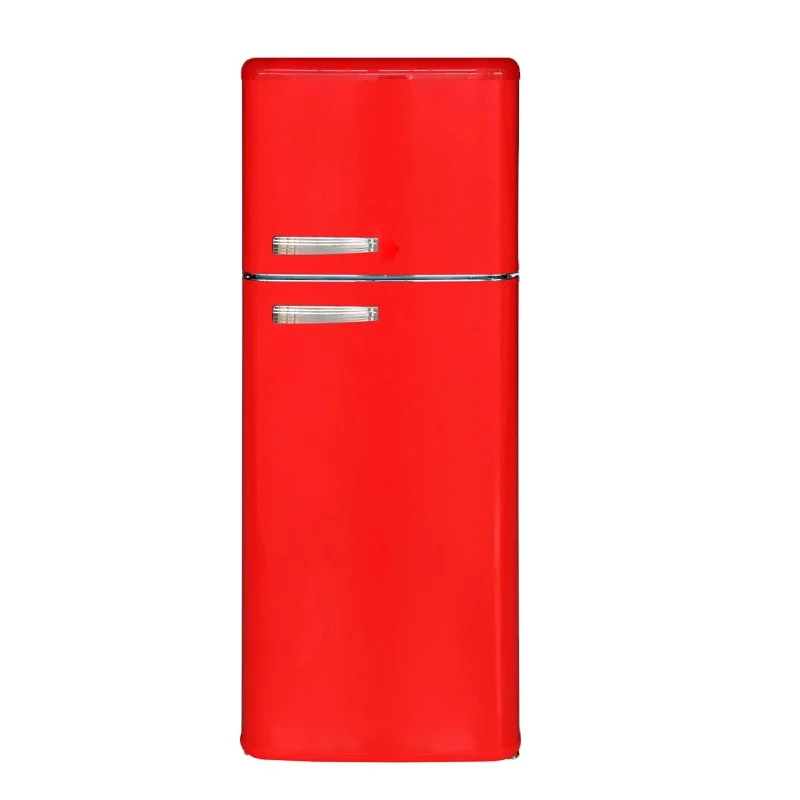110V  Vintage Red Black 2 door Fridge Top Mount Retro Refrigerator  for DSR-212WU