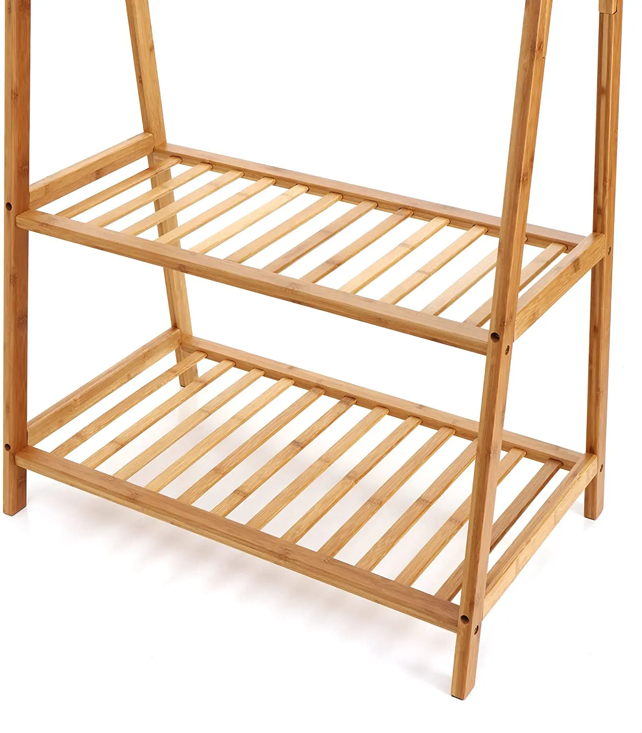 Bamboo Clothes Rack Bamboo Coats Hanger 2 Tire Storage Shoe Shelf Rack