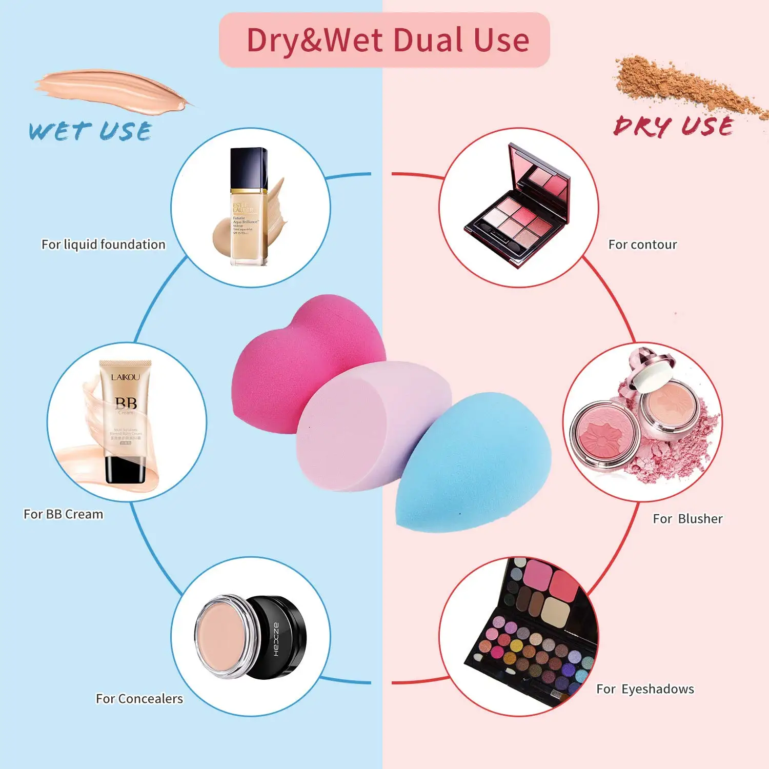 Hot custom silicone sponge cleaner holder gift set latex free cosmetic make up sponge private label beauty packaging blender
