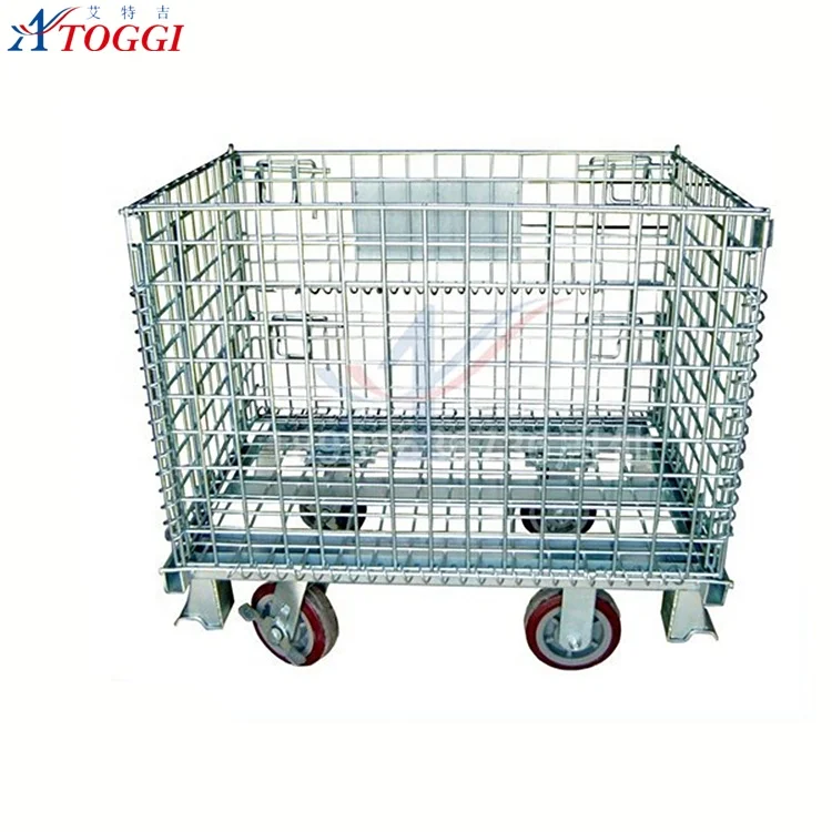 Складская Штабелируемая проволочная сетка с колесиками для хранения 500 кг