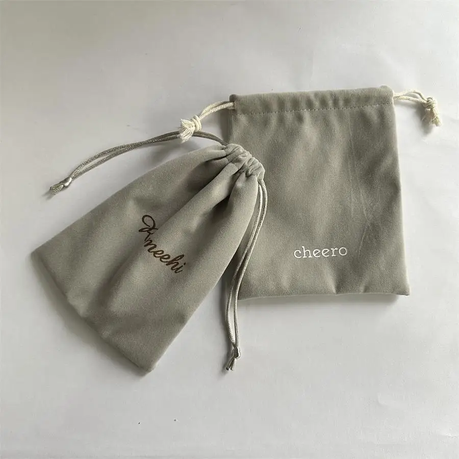 Wholesale High Quality Small Velvet Luxury Gift Packaging Bag Suede Drawstring Jewelry Pouch With Logo