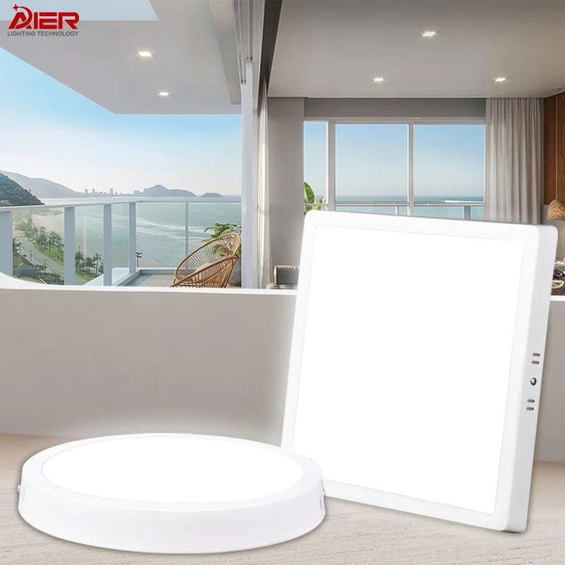 Indoor Lighting 6w 12w 18w 24w Aluminum Ceiling Surface Mounted Square Round Led Panel Light For Home Office