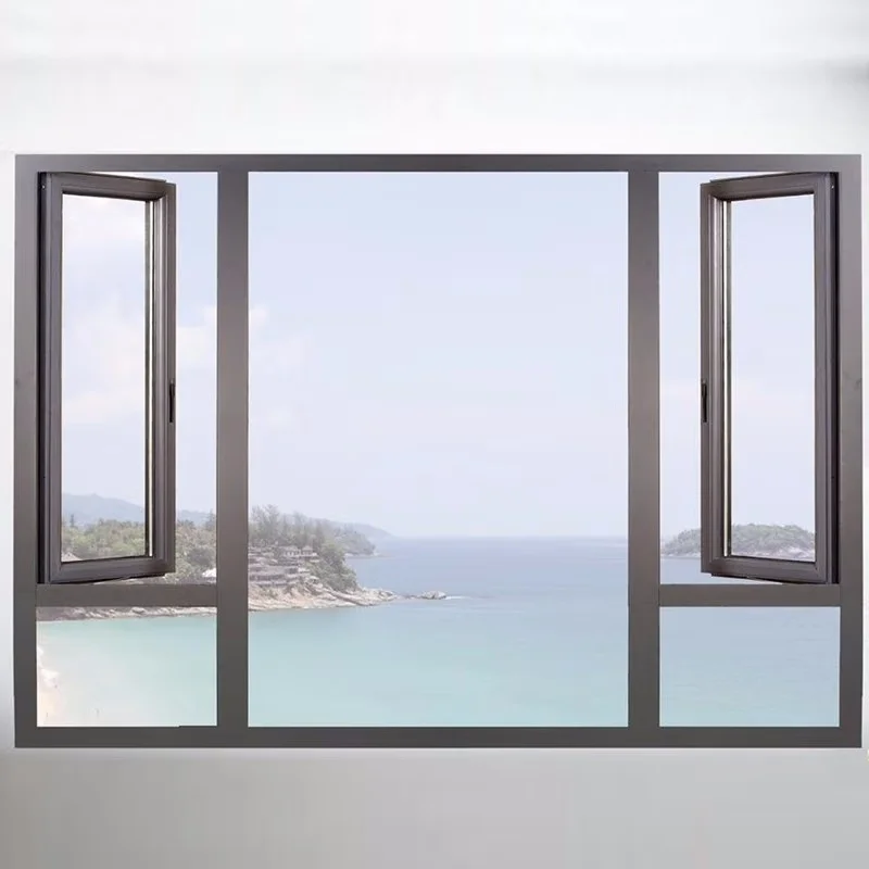 Hurricane Impact Side Hung Windows Inward Outward Double Glazed Double Single Leaf Casement Window for Home