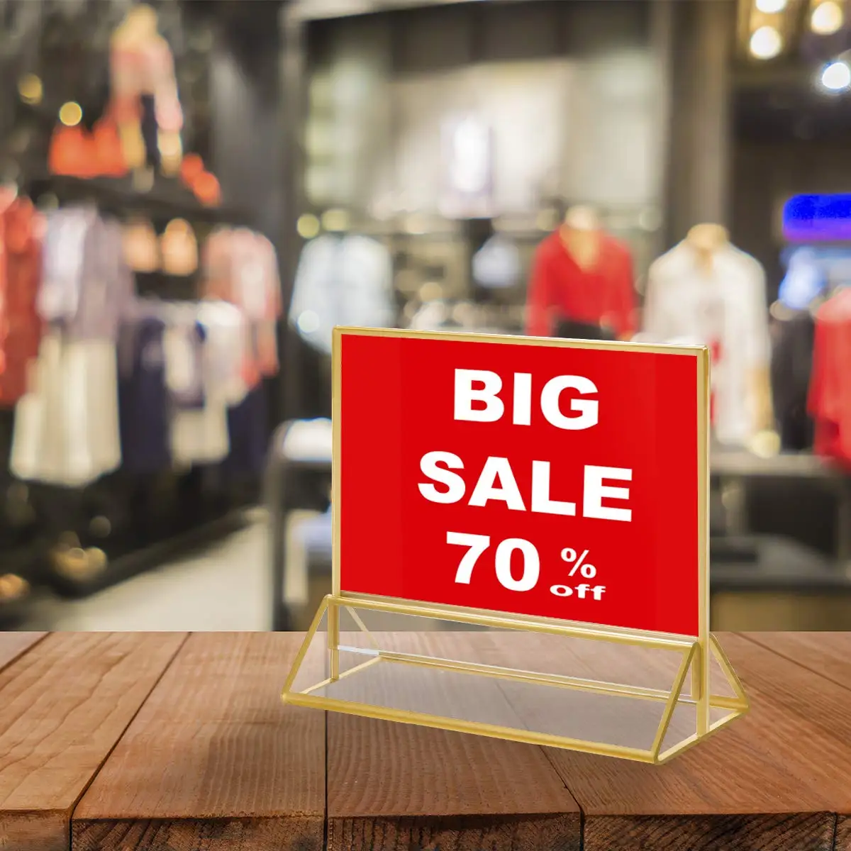 5*7 horizontal clear gold wedding table number holder menu display stand acrylic photo frame