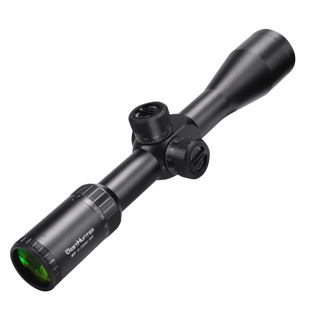 WESTHUNTER WHF 4-14X44 FFP Scope Side Parallax Wheel First Focal Plane Hunting Scope Stretch Locking Long Distance Optic Sights