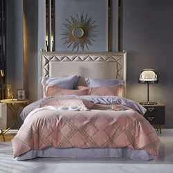 European Paisley Damask Design Fabric Jacquard Weave Duvet Cover Quilt Cover Bedding Set,No Comforter (Grey, Queen)