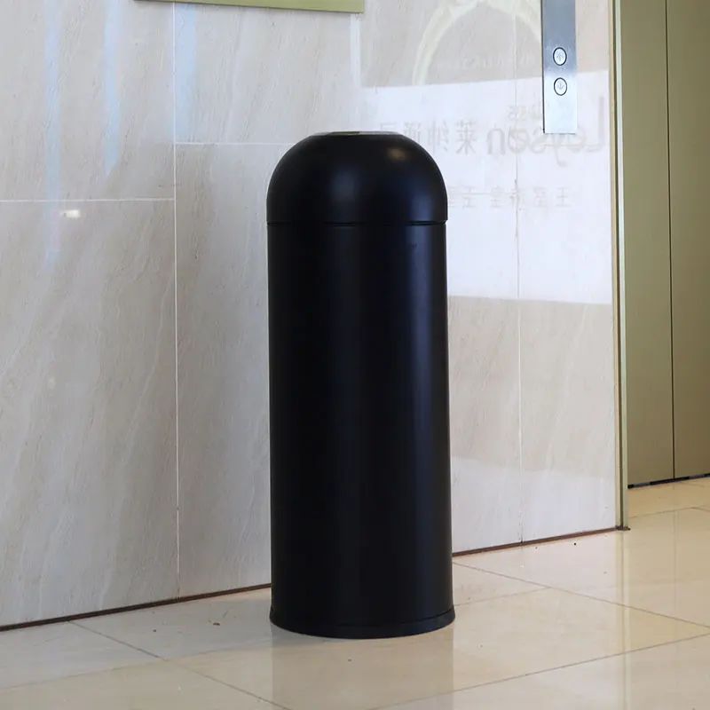 Round shape metal trash bin for outdoor and indoor use office litter bin with open lid garbage trash waste bin for cafe