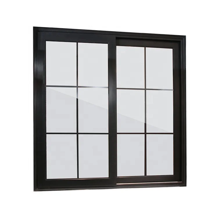 Champagne Color Thermal Break Aluminum Sliding Windows Balcony Window With Double Glass Grill Design For Aluminium Windows