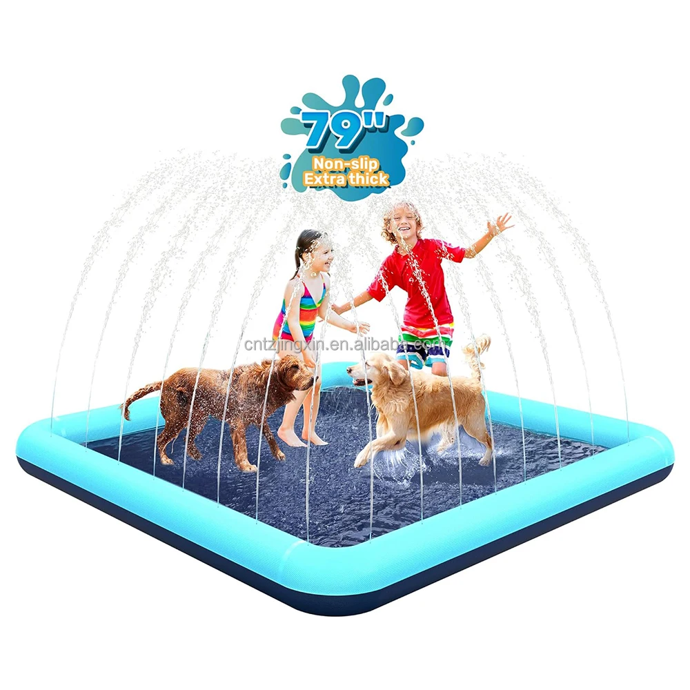 Factory Custom PVC Dog Square Splash Guard Anti Slip Sprinkler For Children 4-8 Years Old 1-3 Years Toddler Water Toys