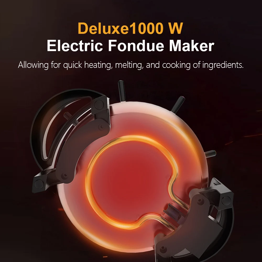 Family party First choice Electric Fondue Pot with 8 Forks Chocolate cheese Fondue melting pot