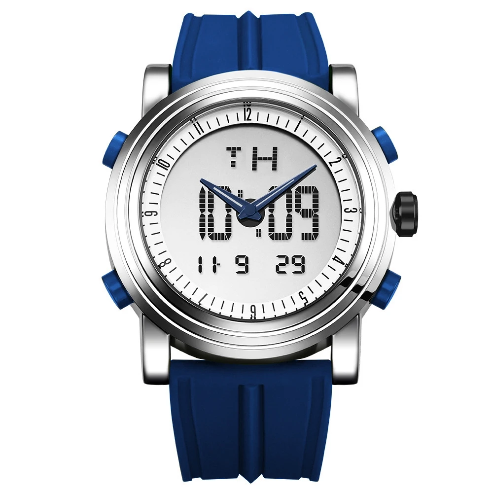 Universal watch creative double display glow-in-the-dark cool sports watch silica gel band student electronic watch