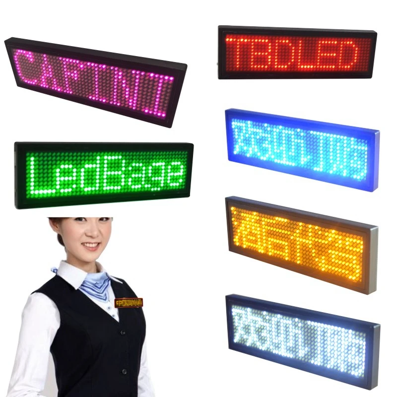 Customized LED Name Badge, Pin Magnetic Smart Wearable LED Name Tag, USB Rechargeable LED Name Plate, Cheap LED Name Ticker