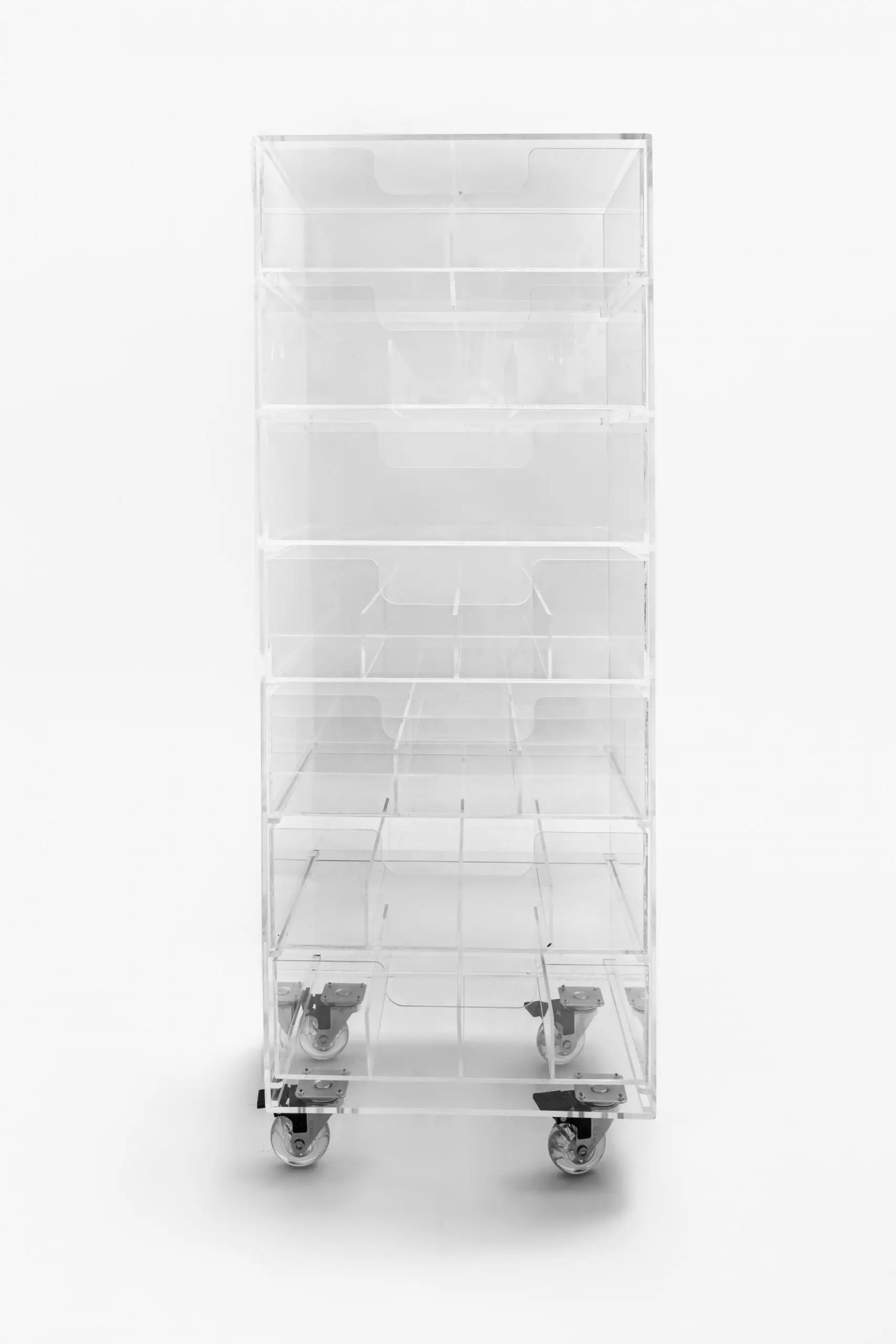 VONVIK 5 Layers Cosmetic Storage Drawer Cabinet Movable Acrylic Makeup Organizer Cart with Wheels