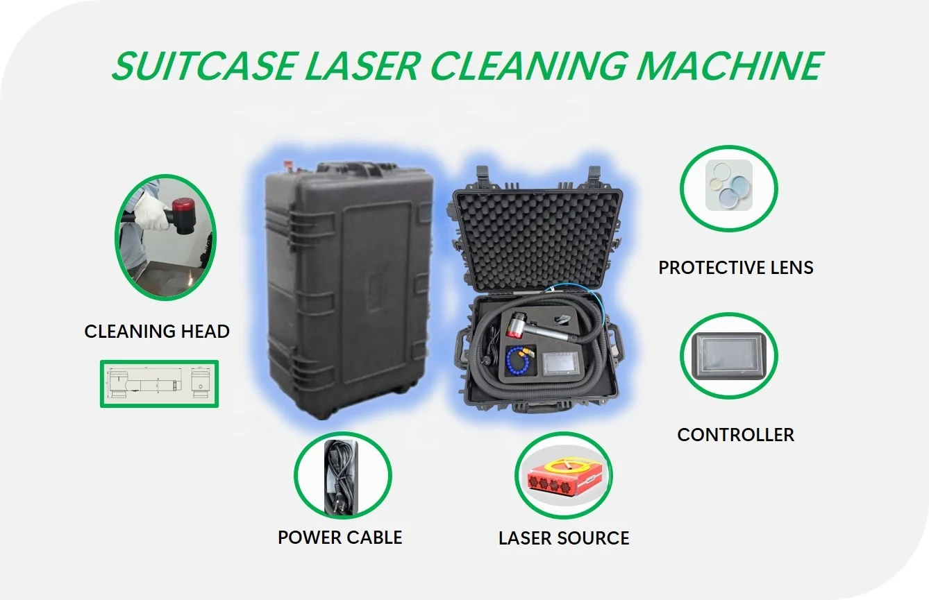 Portable pulse laser cleaning machine to remove rust and paint 100W 200W 300W 500W 1KW