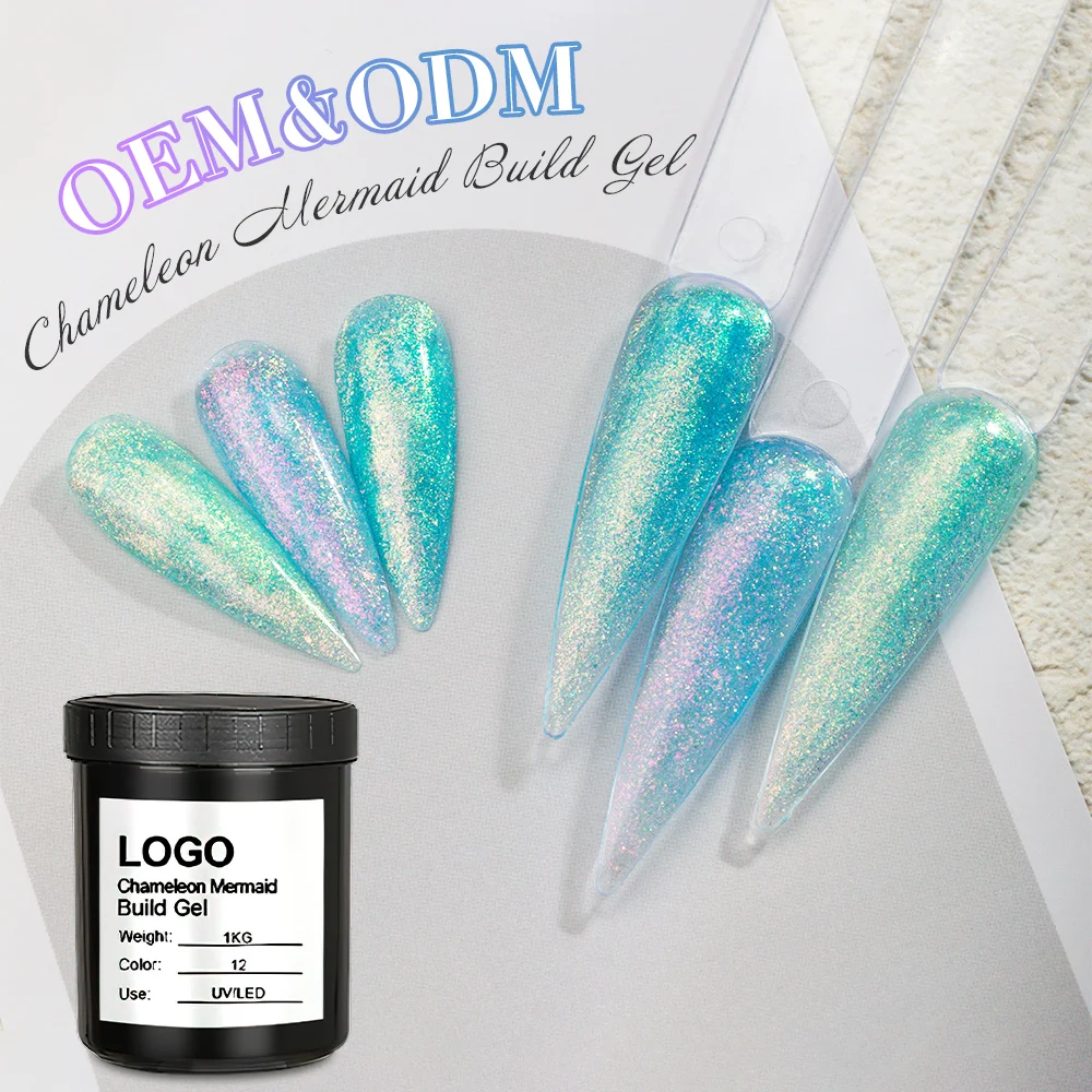 Nail Extension Manufacturer 1kg Uv Chameleon Mermaid Building Gel For Nail Extension