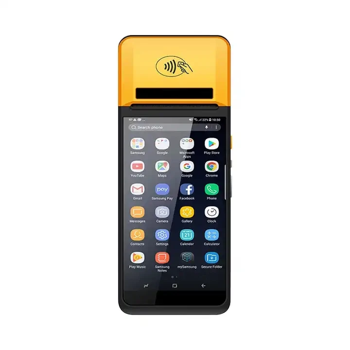 5.99 inch barcode touch screen handheld mobile retail gas station android cash register supermarket pos systems with printer