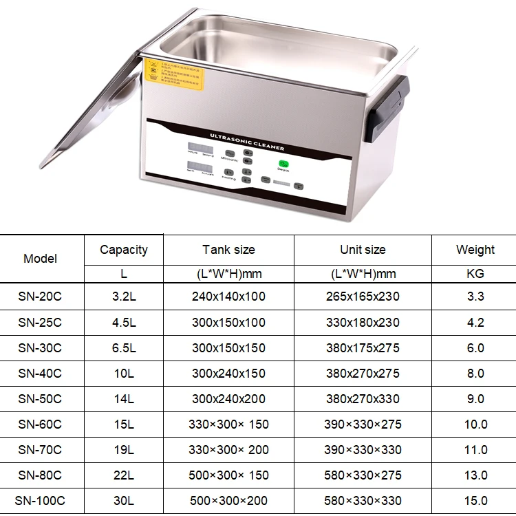 SN-30C 6.5L water jet ultrasonic dish cleaner 180w 28 dental tools cleaning machine