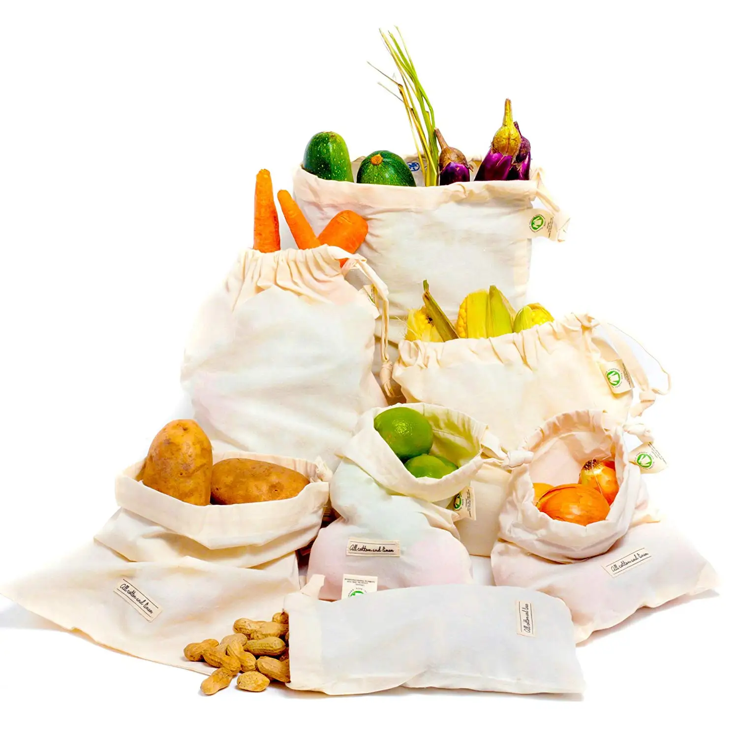 Лидер продаж, хлопковые сетчатые продуктовые сумки, Многоразовые Пакеты для овощей