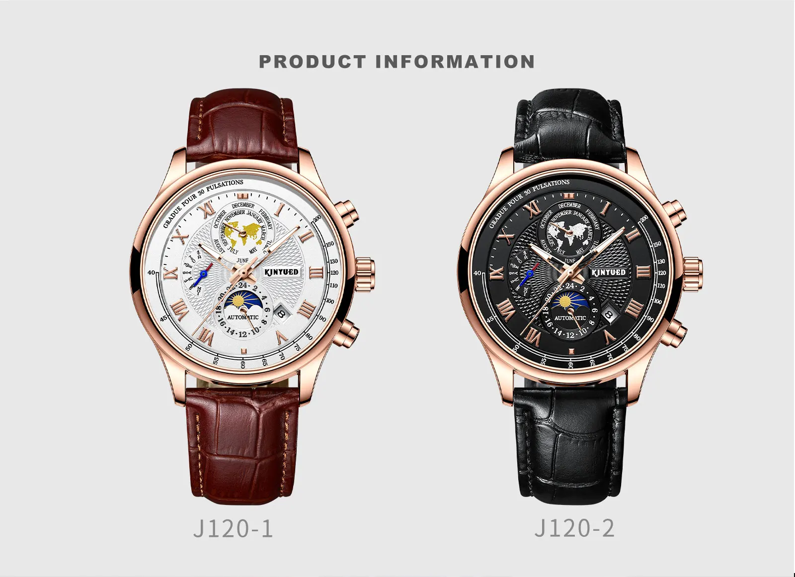 Factory price  KINYUED J120 express online shopping mechanical watches custom logo automatic men watch