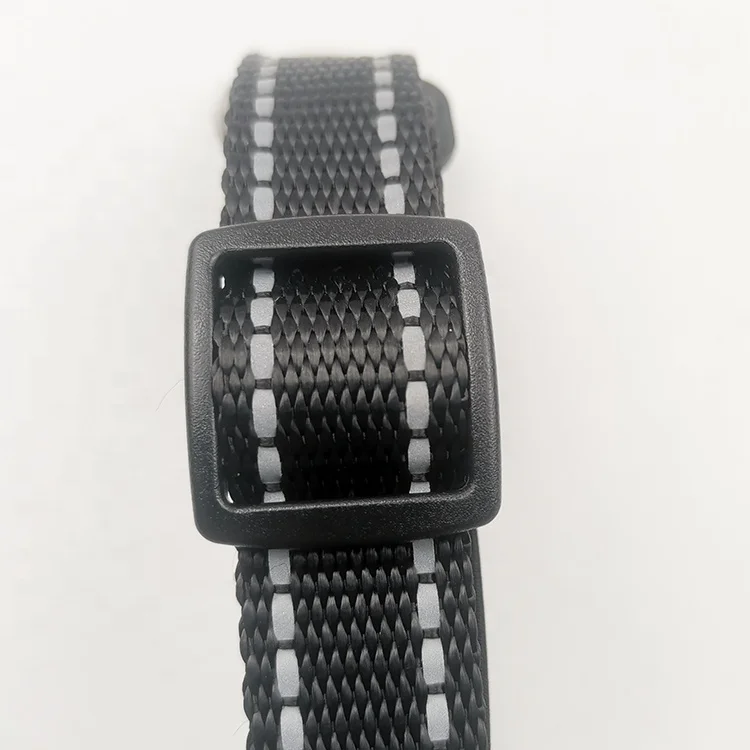 O Ring Design Reflective Adjustable Black Nylon Webbing Dog Collar with Soft Neoprene Padding