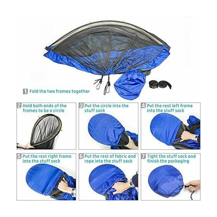 OEM/Custom Made 210T/70D Parachute Nylon  Outdoor Garden Pop Up camping Hammock with Mosquito Net