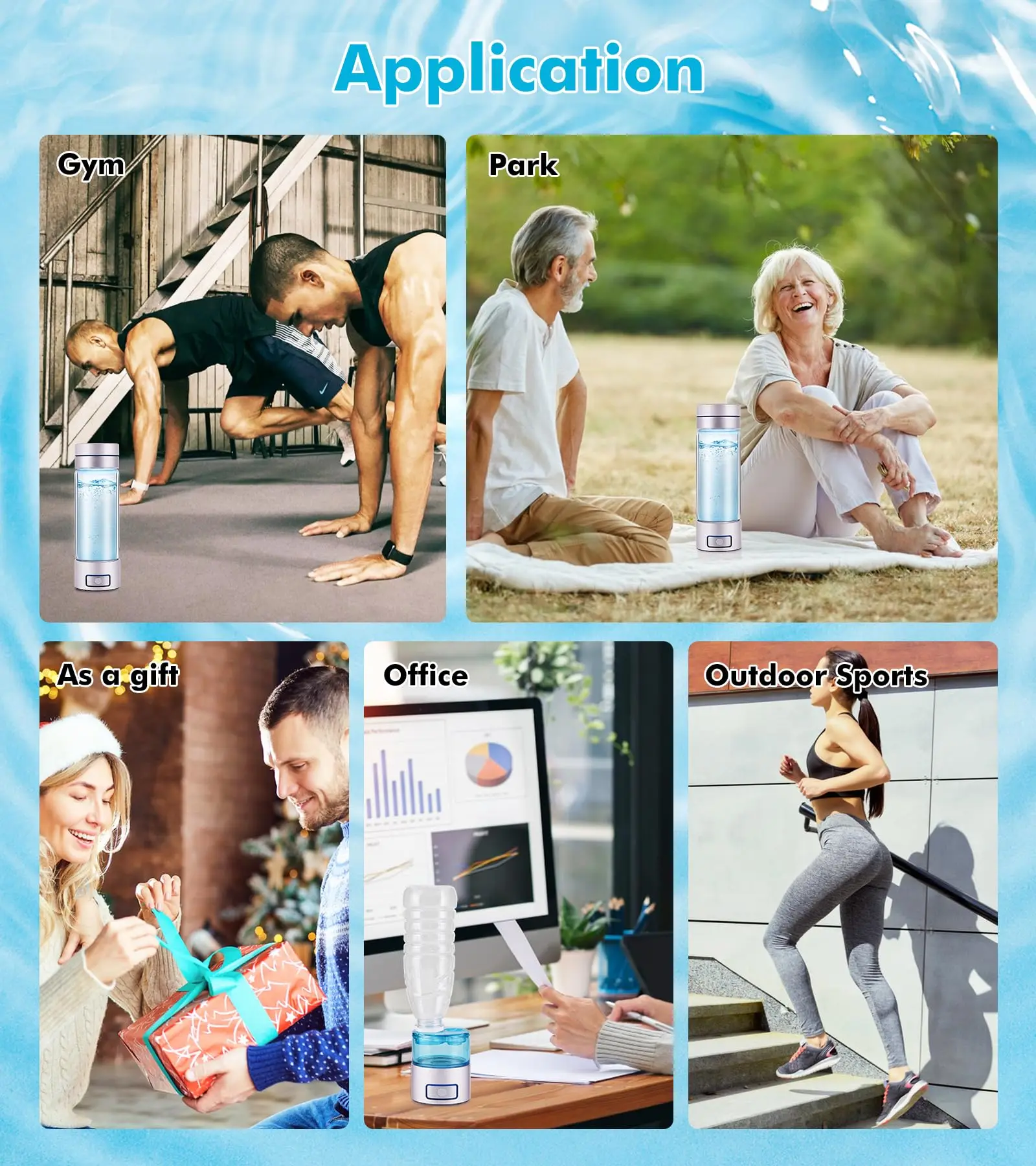 Ur-health hydrogen water bottle glass SPE technology hydrogen water bottle 260ml