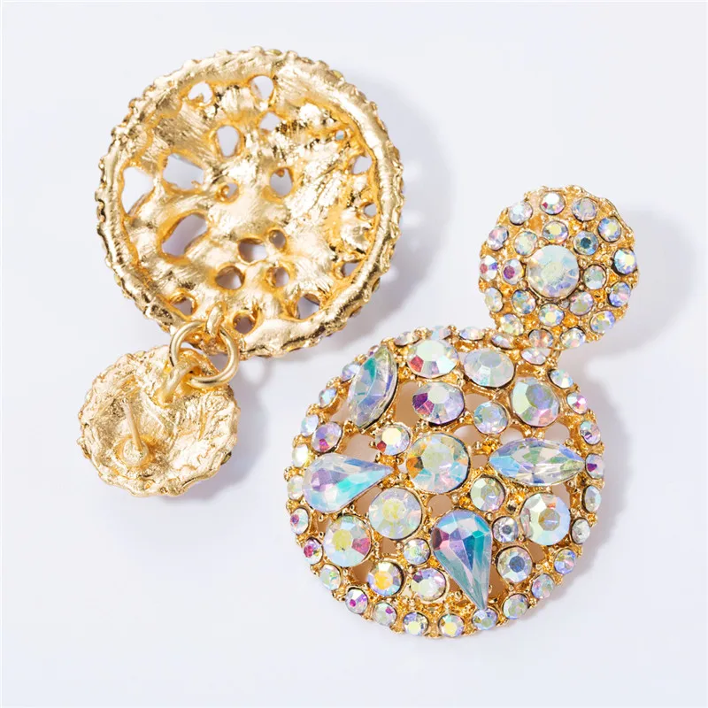 
Alloy Round Pendant Earrings Simple Rhinestone Earrings for Women 