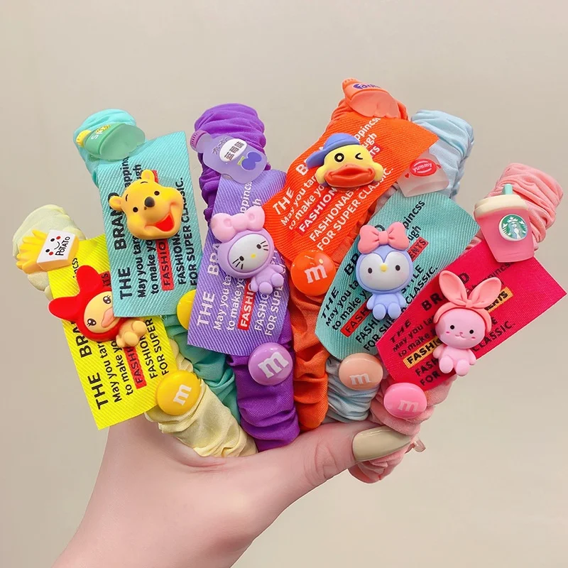 Cartoon KT Princess Headband Colorful Children Handmade Hairband Elastic Kids Hair Accessories Accesorios Para Cabello