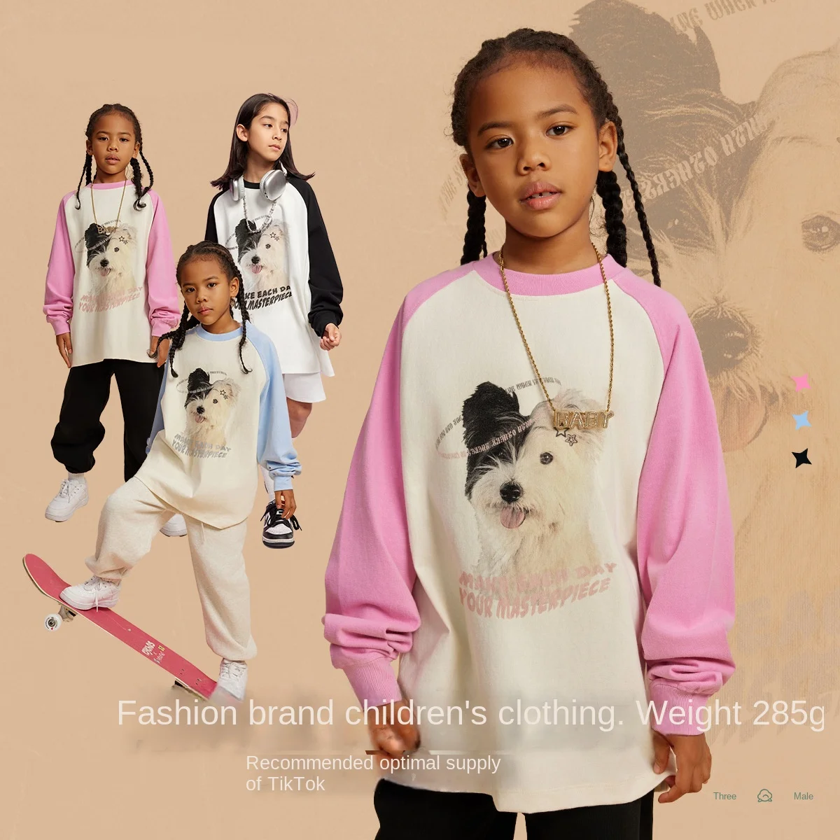 2023 Autumn And Winter Gap Kids Clothes 285G Contrast Color Kid Oversized Sweatshirt Baby Clothes Wholesale