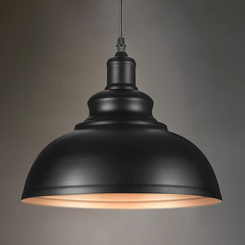 Industrial E26 E27 Chandeliers Single Hanging Lamp Retro Lacquered Iron Dome Pendant Lamps Home Decor LED Pendant Light