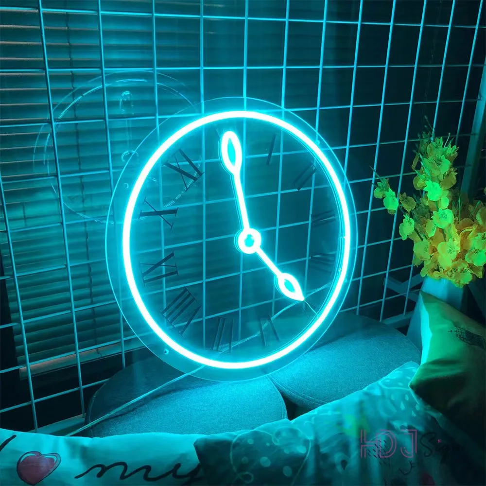 Foreign Trade Supplier Home Bar Led Neon Signboard Clock Modeling Light Room Bedroom Creative Neon Decorative Light