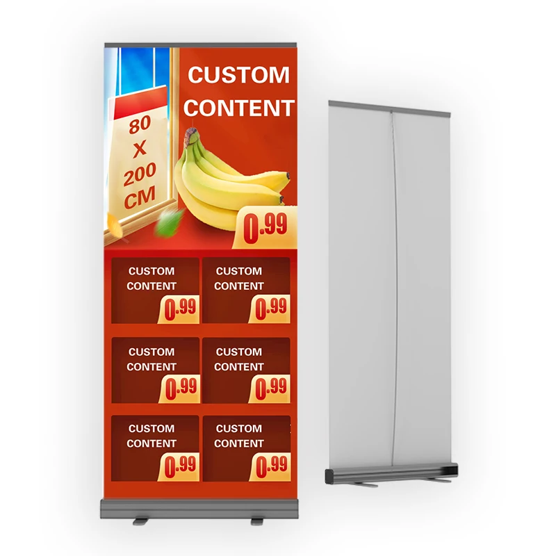 Shop Discount Advertising Stand 80X200cm Aluminum Alloy Retractable Roll Up Banner retractable banner stand