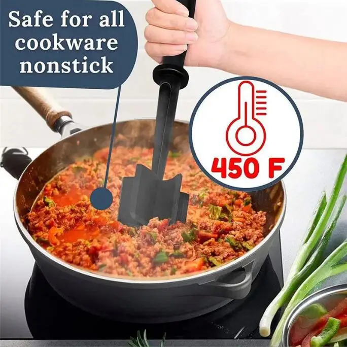 Meat Chopper Heat Resistant Meat Masher with Non-slip Handle Nylon Hamburger Chopper Ground Beef Masher Kitchen Cookware