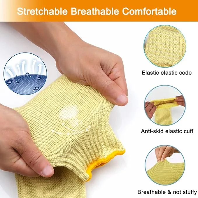 Heat resistant and cut resistant fire proof braided aramid arm sleeves for men