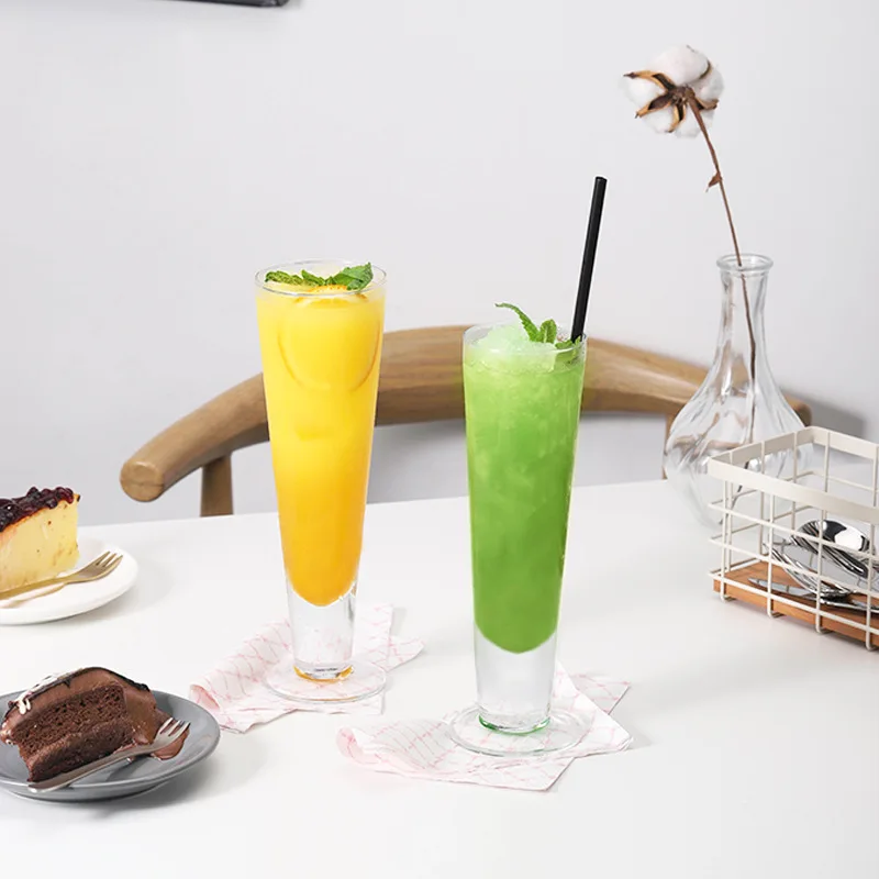 V Shaped 13oz Clear Tall Footed Glass Pint Beer Iced Tea Ice Cream Juice Cocktail Mojito Milk Shake Drinking Glasses Cups