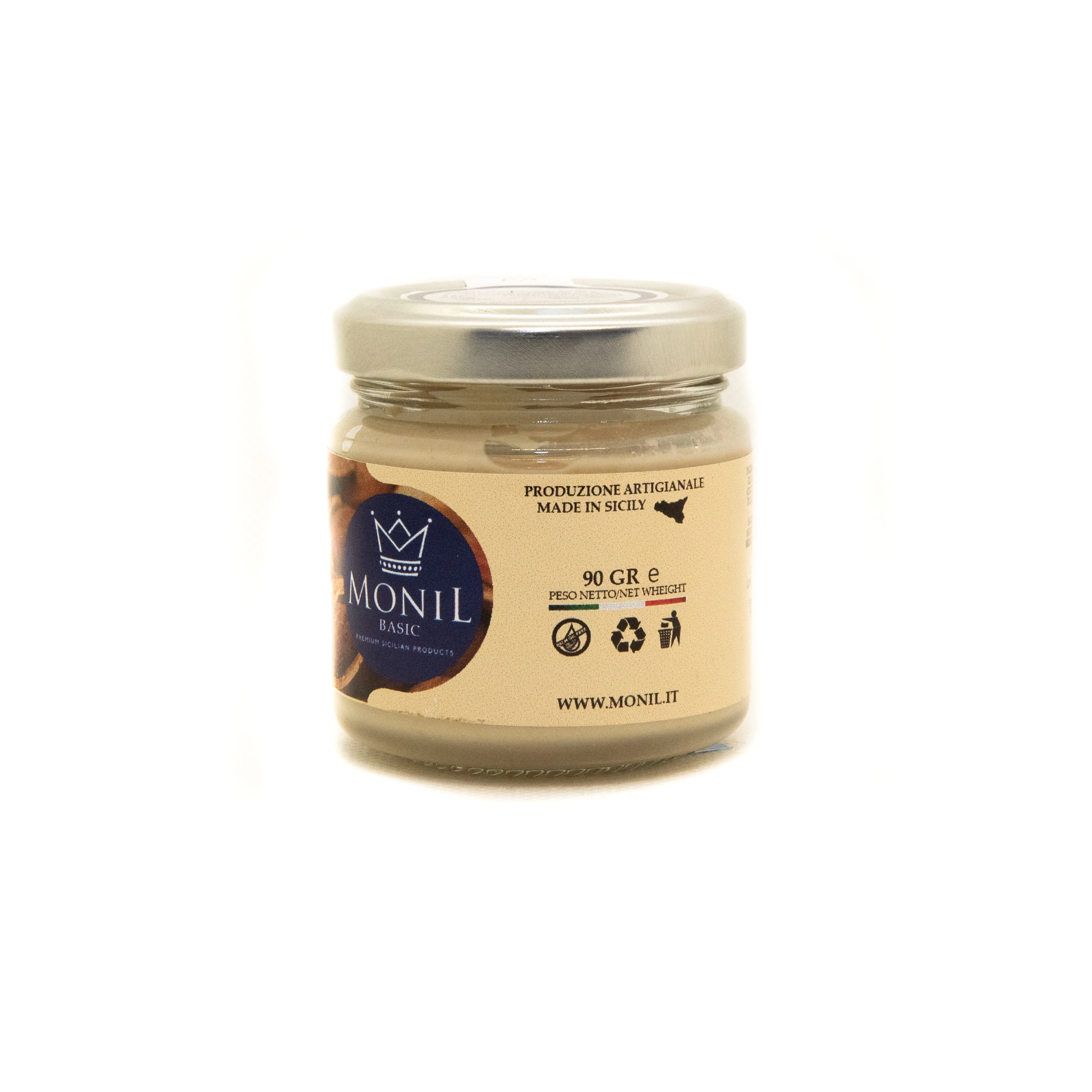 Sicilian almond cream 550 gr MONIL Basic, spread cream without palm oil and with 36% sicilian almond
